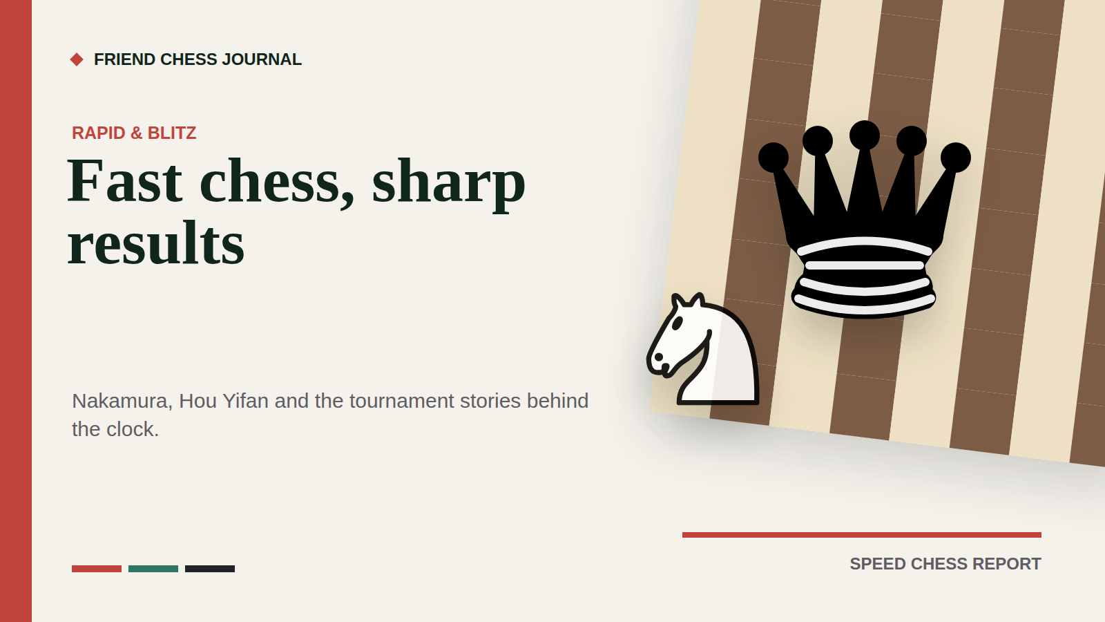 Editorial queen and knight representing rapid and blitz chess results